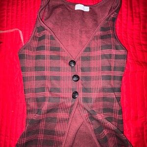 Plaid Red and Black Women's Vest
